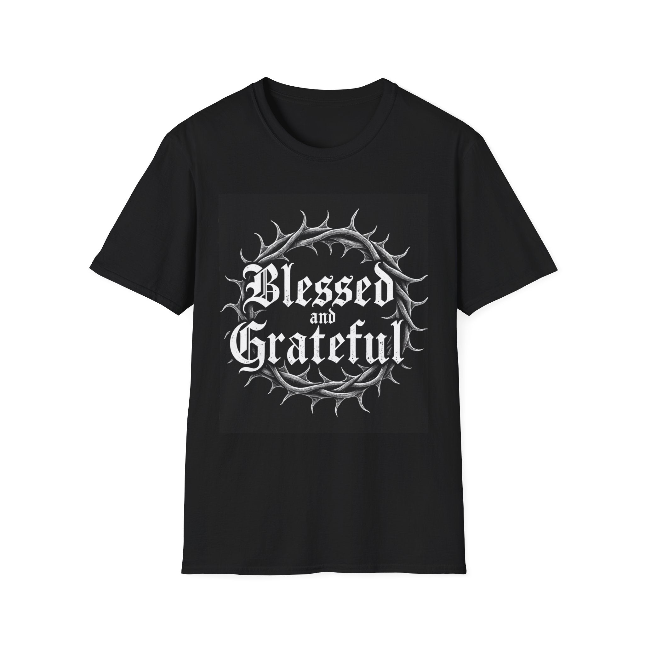 Blessed and Grateful T-Shirt — Gothic Crown of Thorns Faith Tee