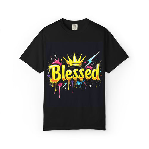 Blessed Crown Graphic T‑Shirt — Colorful Street Art Faith Tee