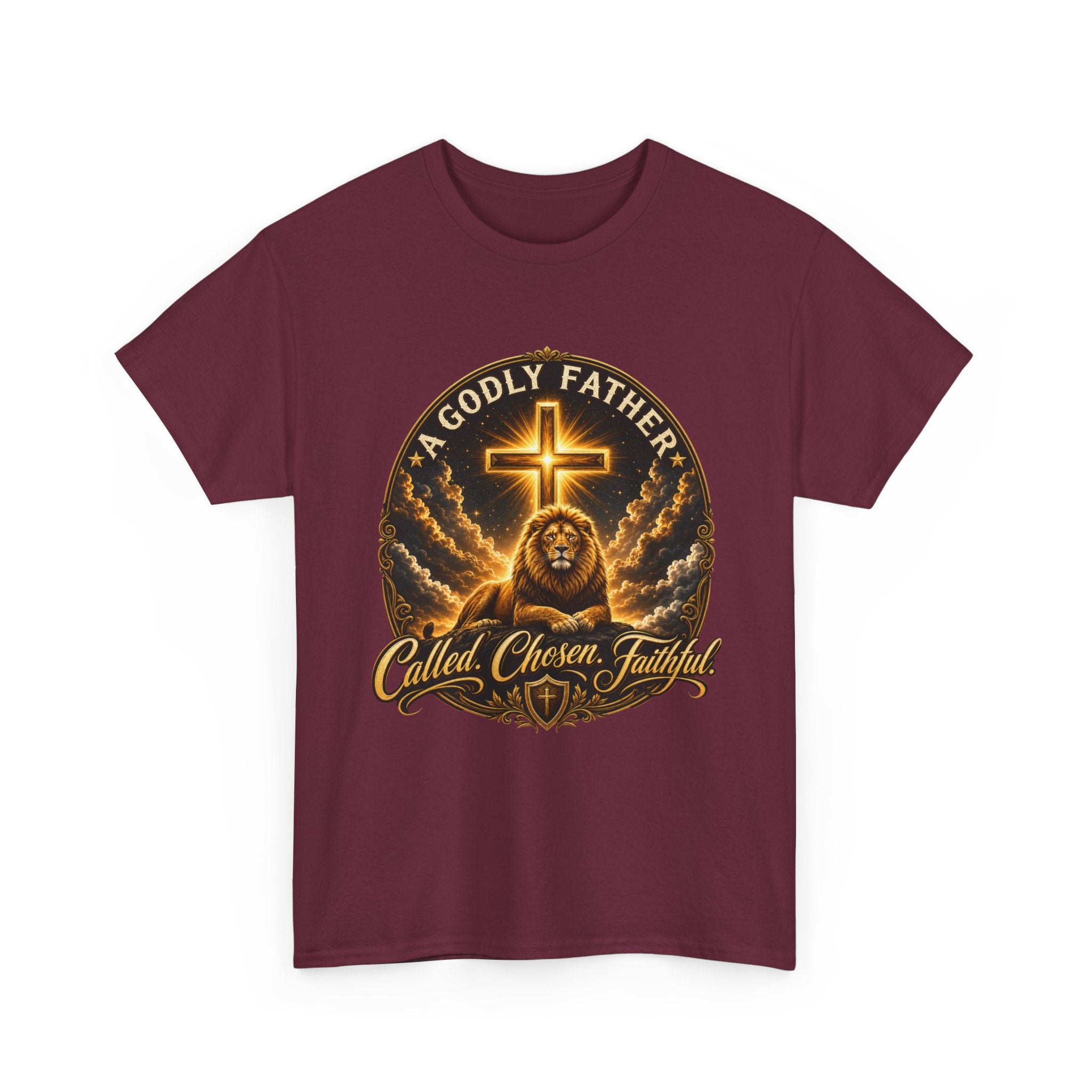 Called Chosen Faithful Christian T-Shirt — A Godly Father Cross Tee