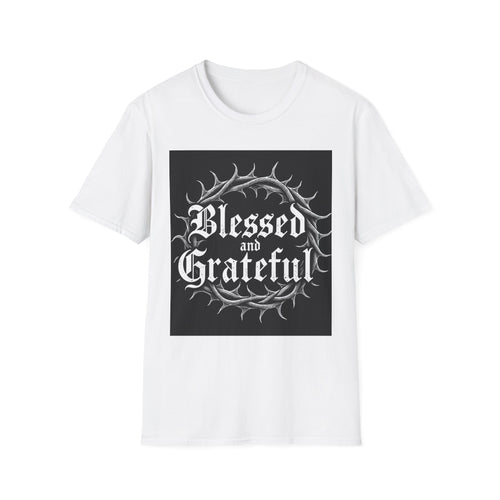Blessed and Grateful T-Shirt — Gothic Crown of Thorns Faith Tee