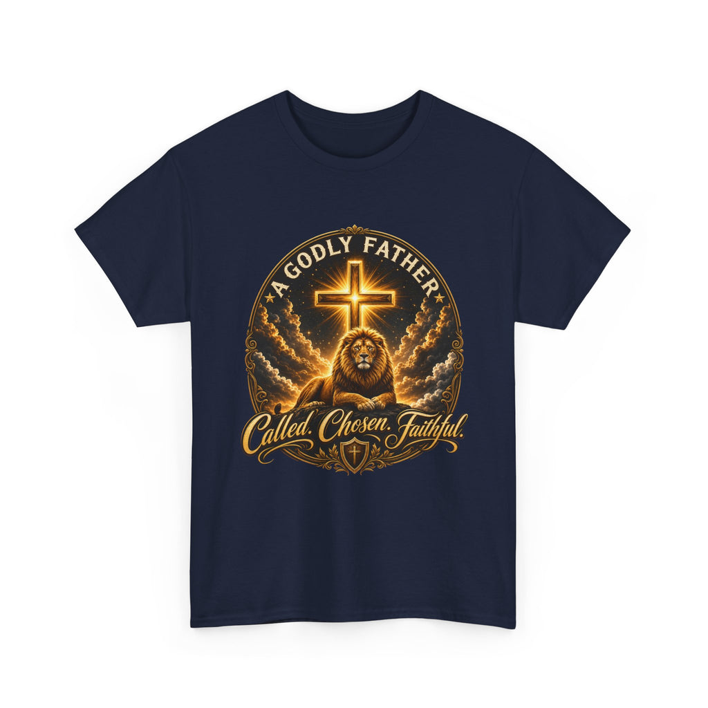 Called Chosen Faithful Christian T-Shirt — A Godly Father Cross Tee
