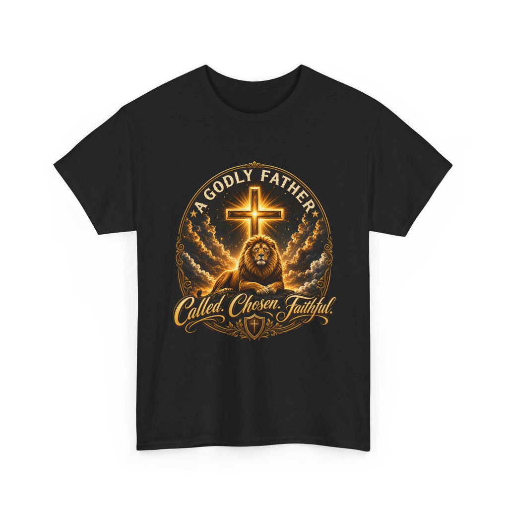 Called Chosen Faithful Christian T-Shirt — A Godly Father Cross Tee