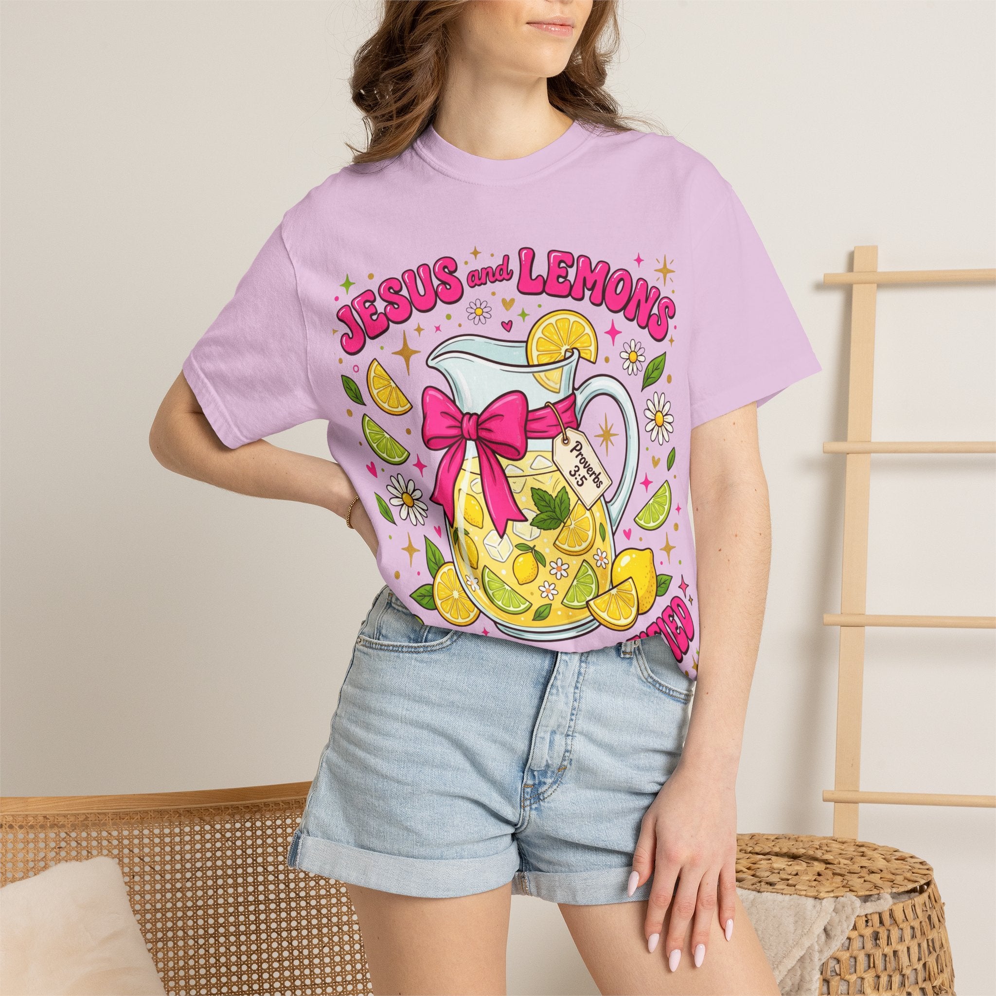 Jesus and Lemons T-Shirt — "Sour, Sanctified" Christian Lemonade Graphic Tee