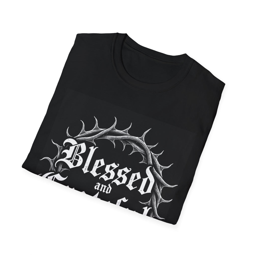 Blessed and Grateful T-Shirt — Gothic Crown of Thorns Faith Tee