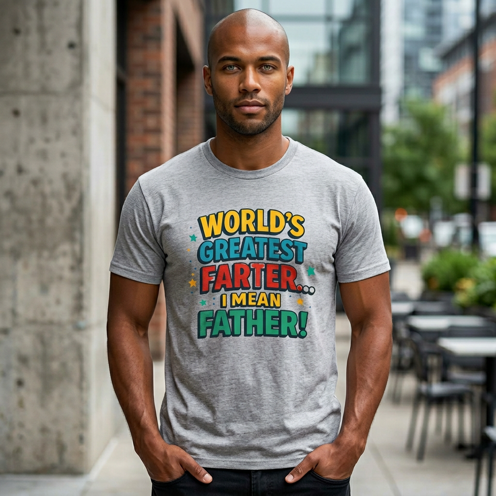Father’s Day Tee — “World’s Greatest Farter… I Mean Father!” Funny Dad T-Shirt