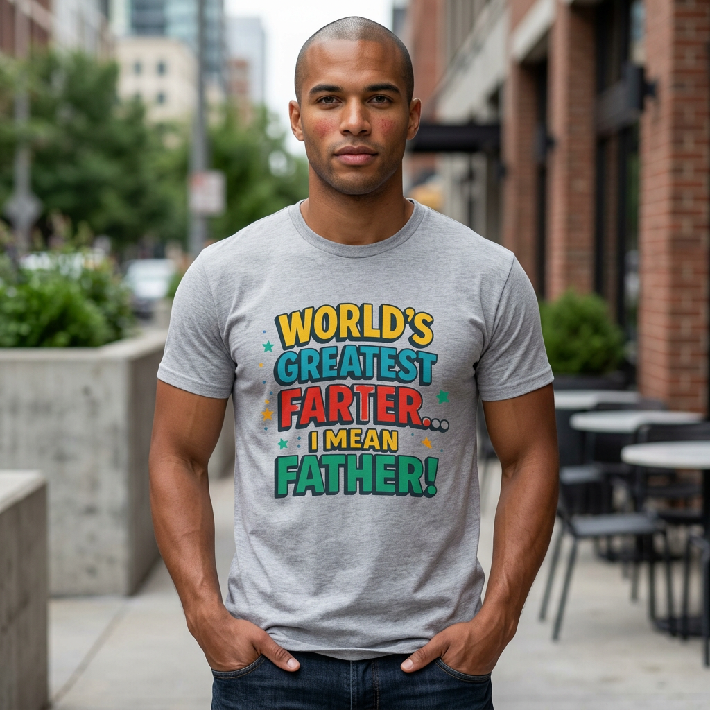 Father’s Day Tee — “World’s Greatest Farter… I Mean Father!” Funny Dad T-Shirt
