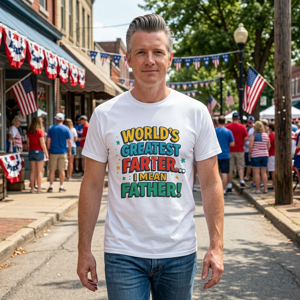Father’s Day Tee — “World’s Greatest Farter… I Mean Father!” Funny Dad T-Shirt