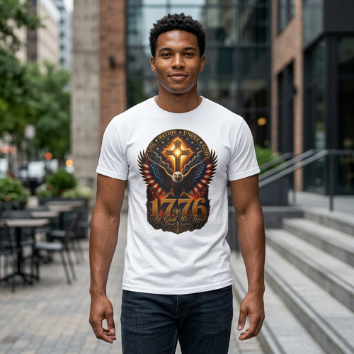 1776 American Eagle Patriotic T-Shirt — Freedom Cross Emblem Tee