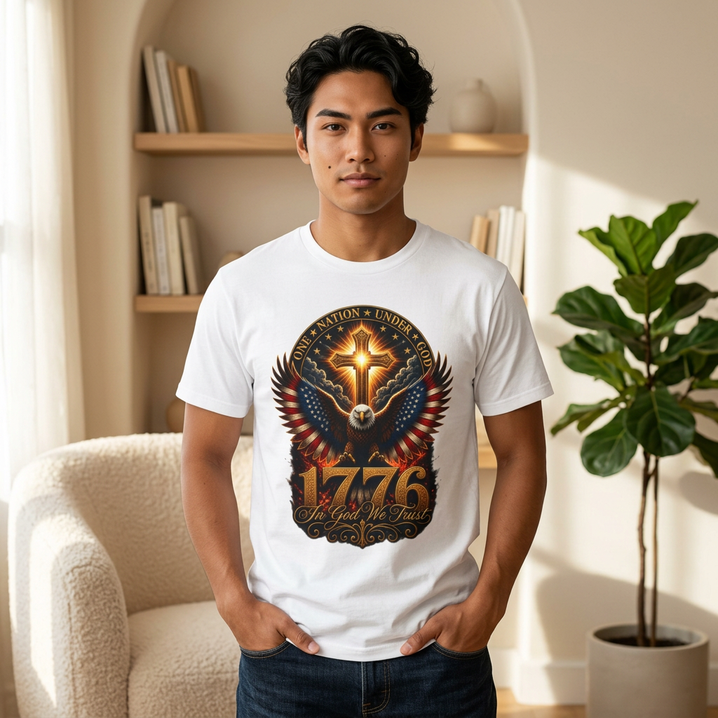 1776 Eagle Cross T-Shirt — Patriotic American Independence Tee