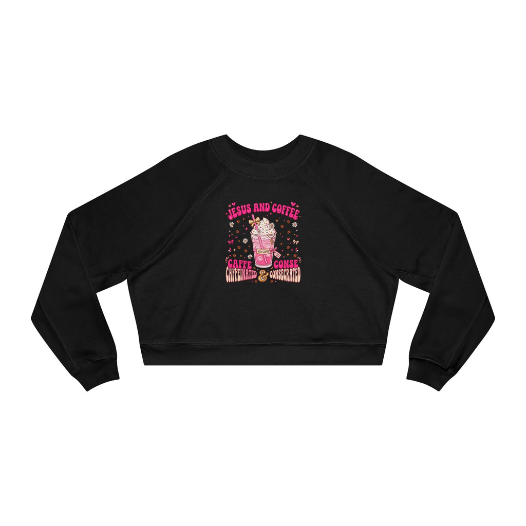 Cropped Pullover — Cute Pink Coffee & Candy Graphic "Cream and Coffee"