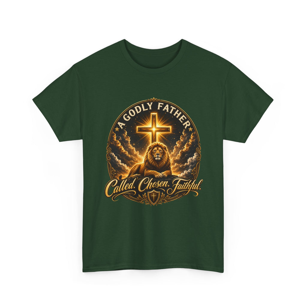 Called Chosen Faithful Christian T-Shirt — A Godly Father Cross Tee