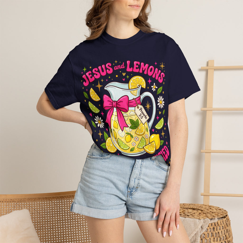 Jesus and Lemons T-Shirt — "Sour, Sanctified" Christian Lemonade Graphic Tee