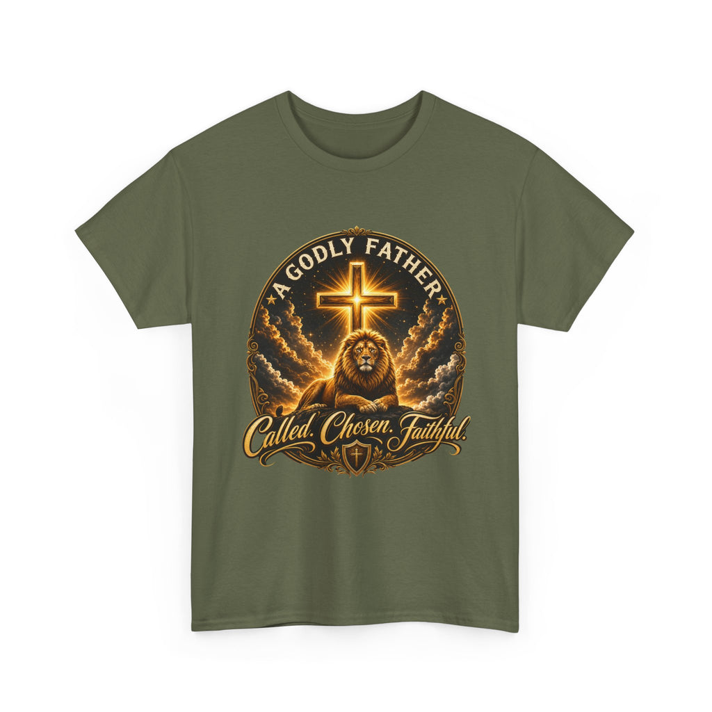 Called Chosen Faithful Christian T-Shirt — A Godly Father Cross Tee
