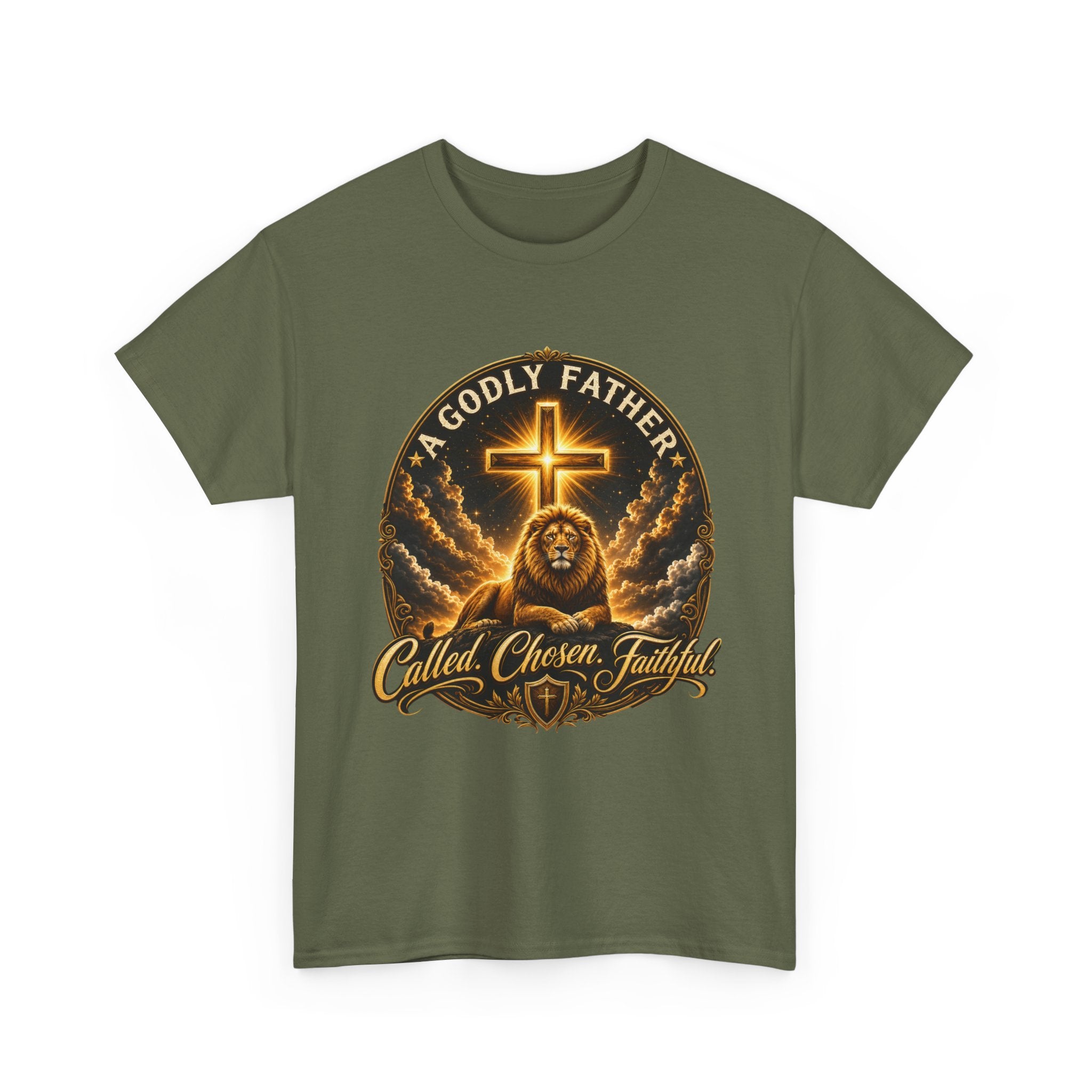 Called Chosen Faithful Christian T-Shirt — A Godly Father Cross Tee
