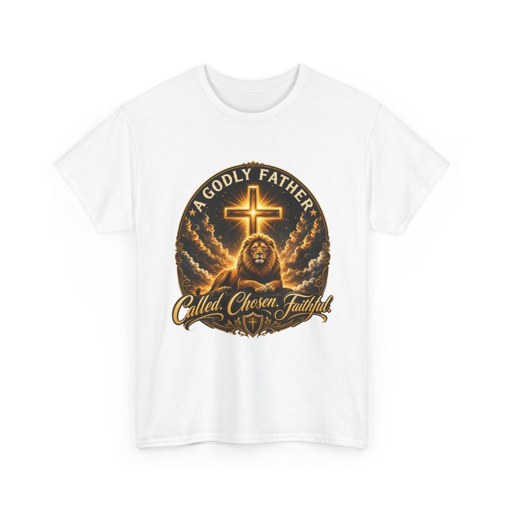 Called Chosen Faithful Christian T-Shirt — A Godly Father Cross Tee
