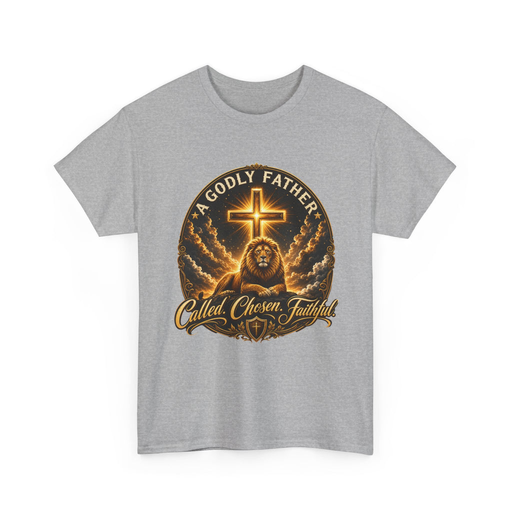 Called Chosen Faithful Christian T-Shirt — A Godly Father Cross Tee