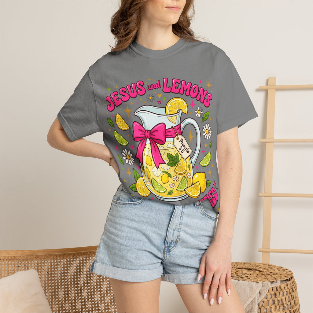 Jesus and Lemons T-Shirt — "Sour, Sanctified" Christian Lemonade Graphic Tee