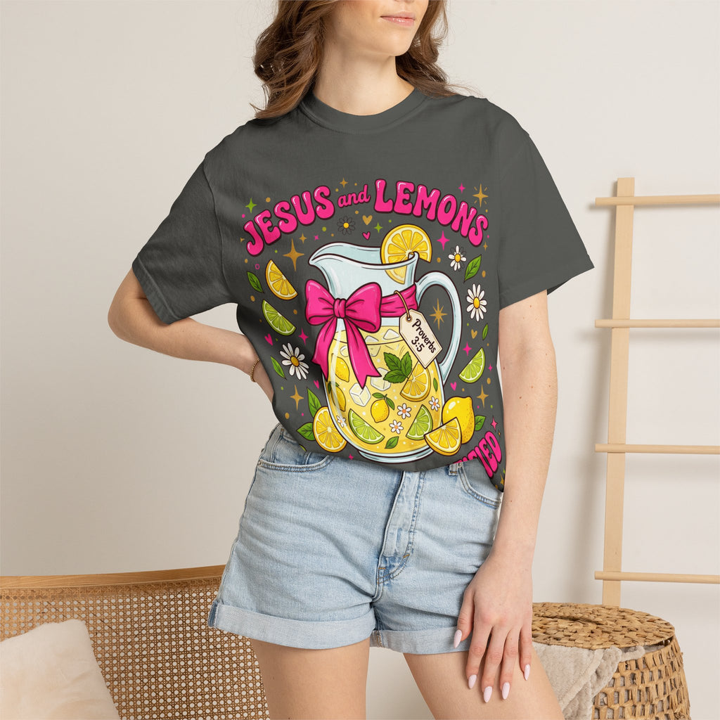 Jesus and Lemons T-Shirt — "Sour, Sanctified" Christian Lemonade Graphic Tee