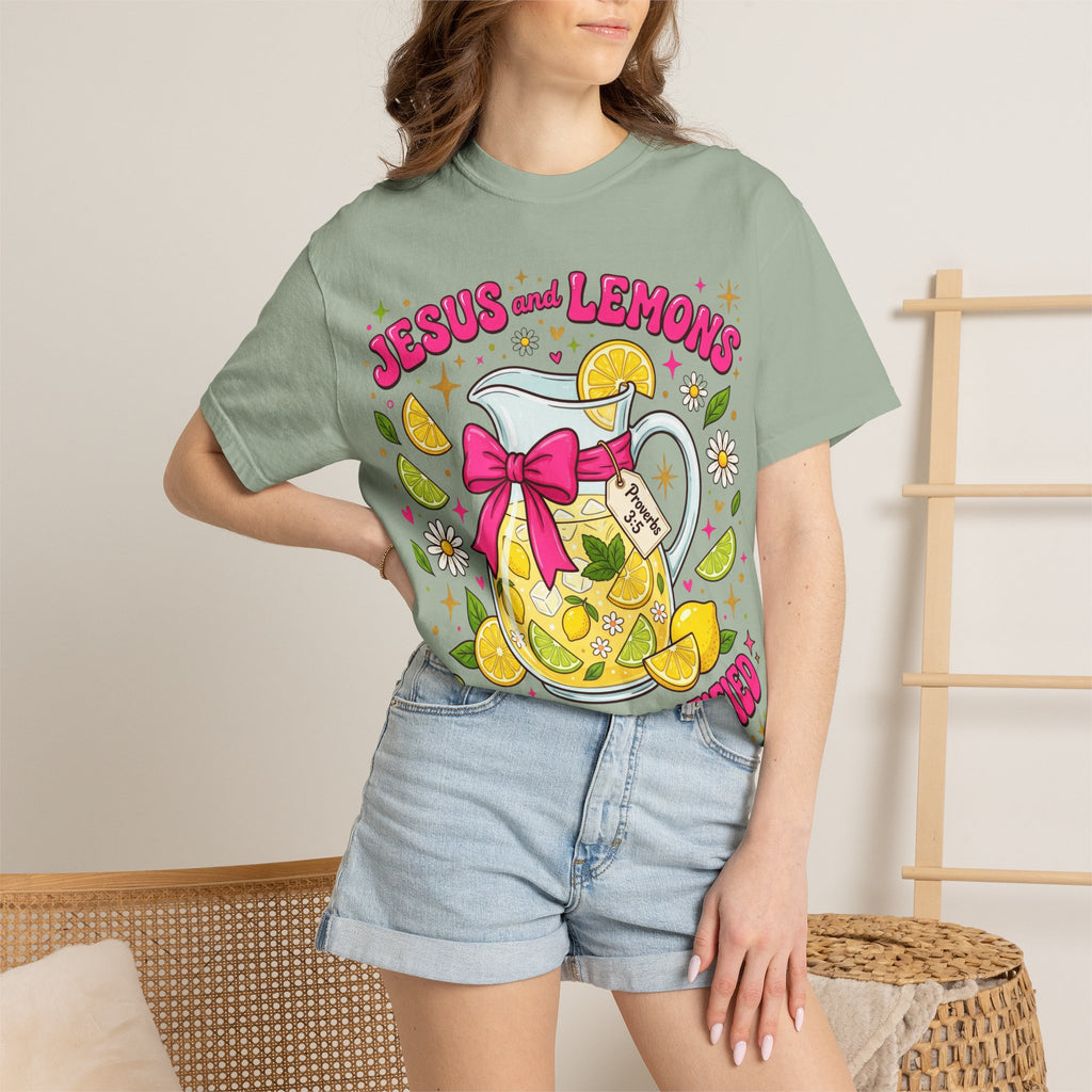 Jesus and Lemons T-Shirt — "Sour, Sanctified" Christian Lemonade Graphic Tee