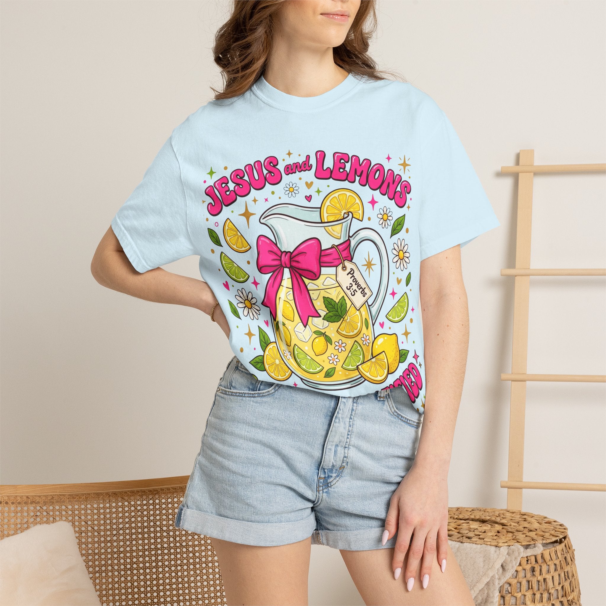 Jesus and Lemons T-Shirt — "Sour, Sanctified" Christian Lemonade Graphic Tee