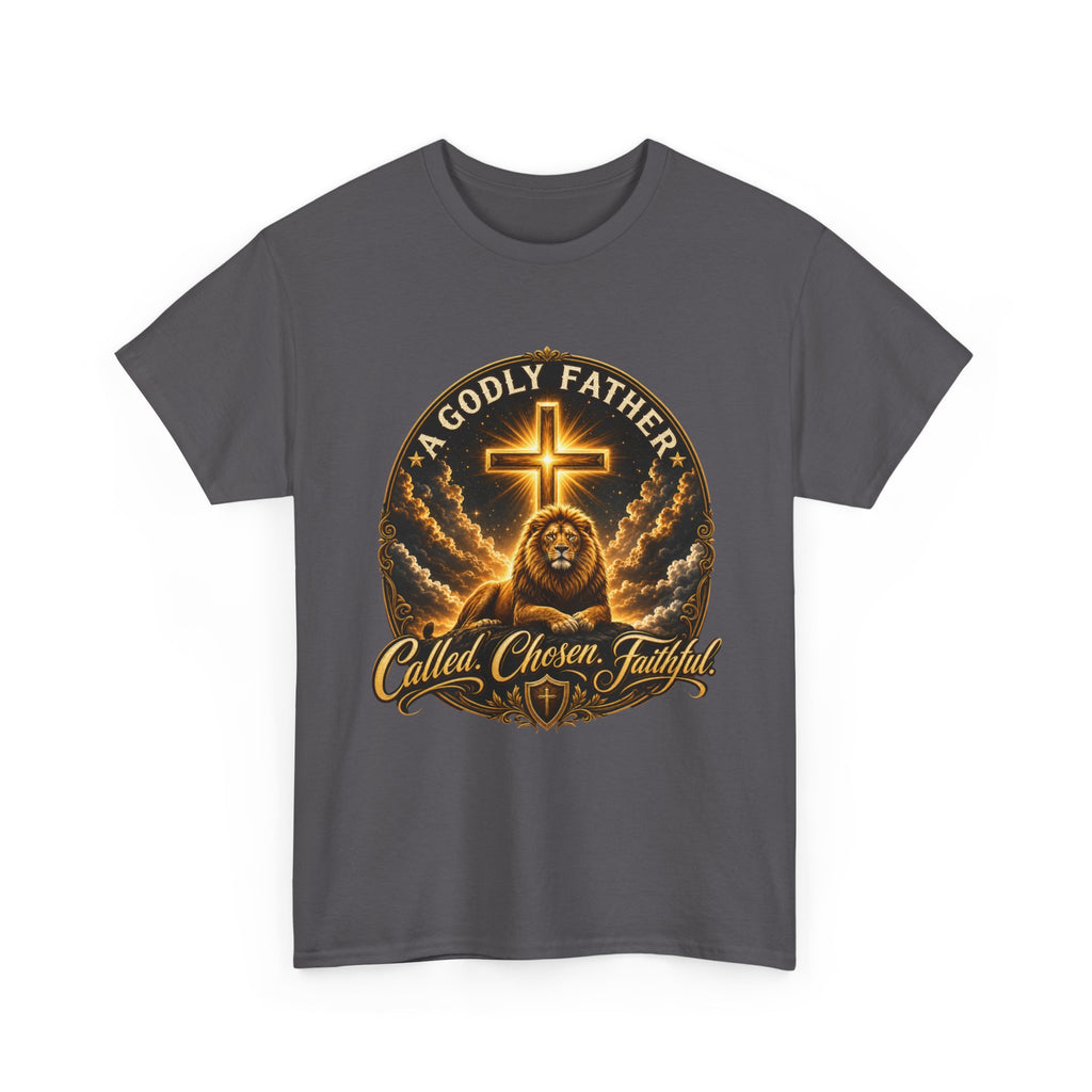 Called Chosen Faithful Christian T-Shirt — A Godly Father Cross Tee