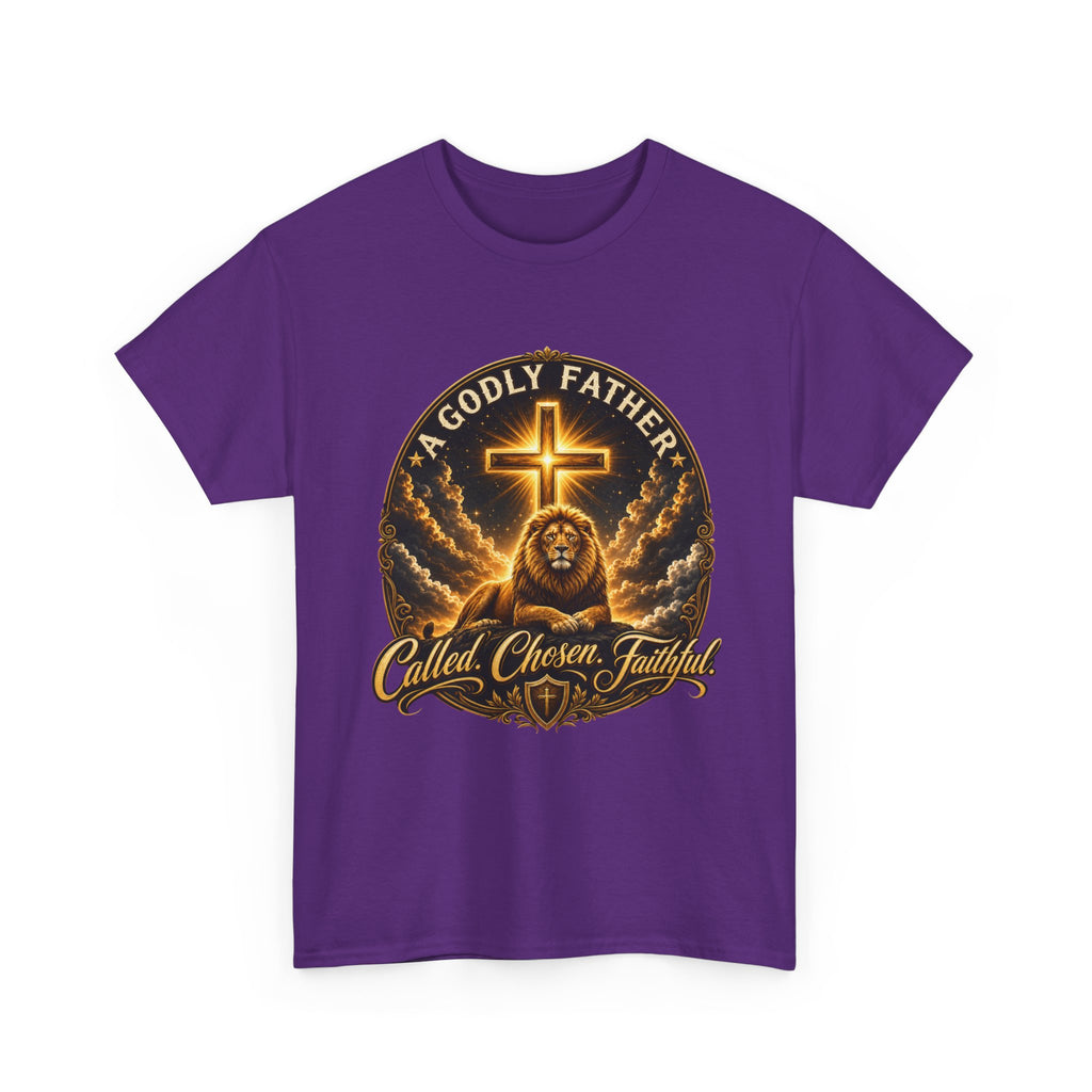 Called Chosen Faithful Christian T-Shirt — A Godly Father Cross Tee