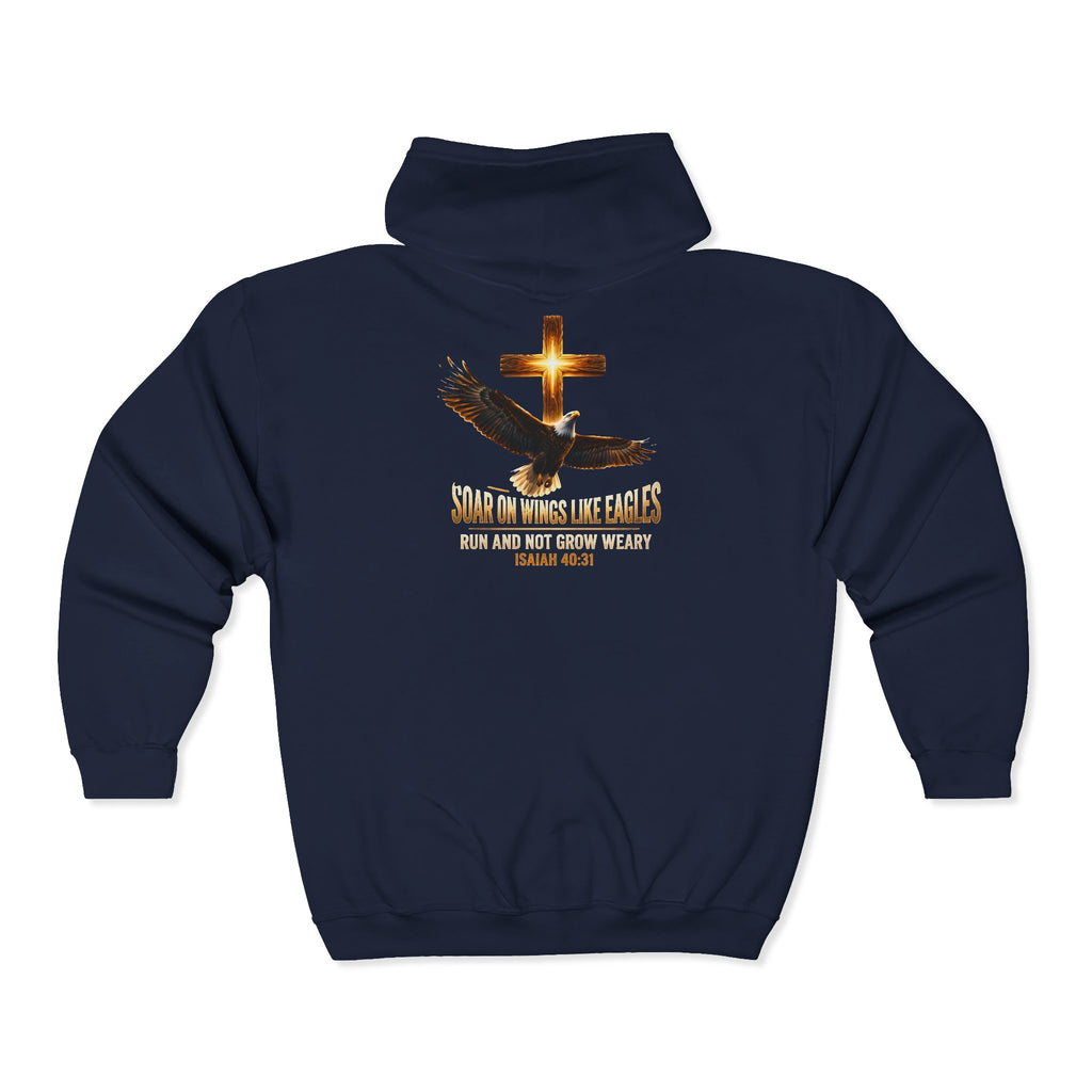 Soar On Wings Like Eagles Hoodie/  Inspirational Full-Zip Sweatshirt
