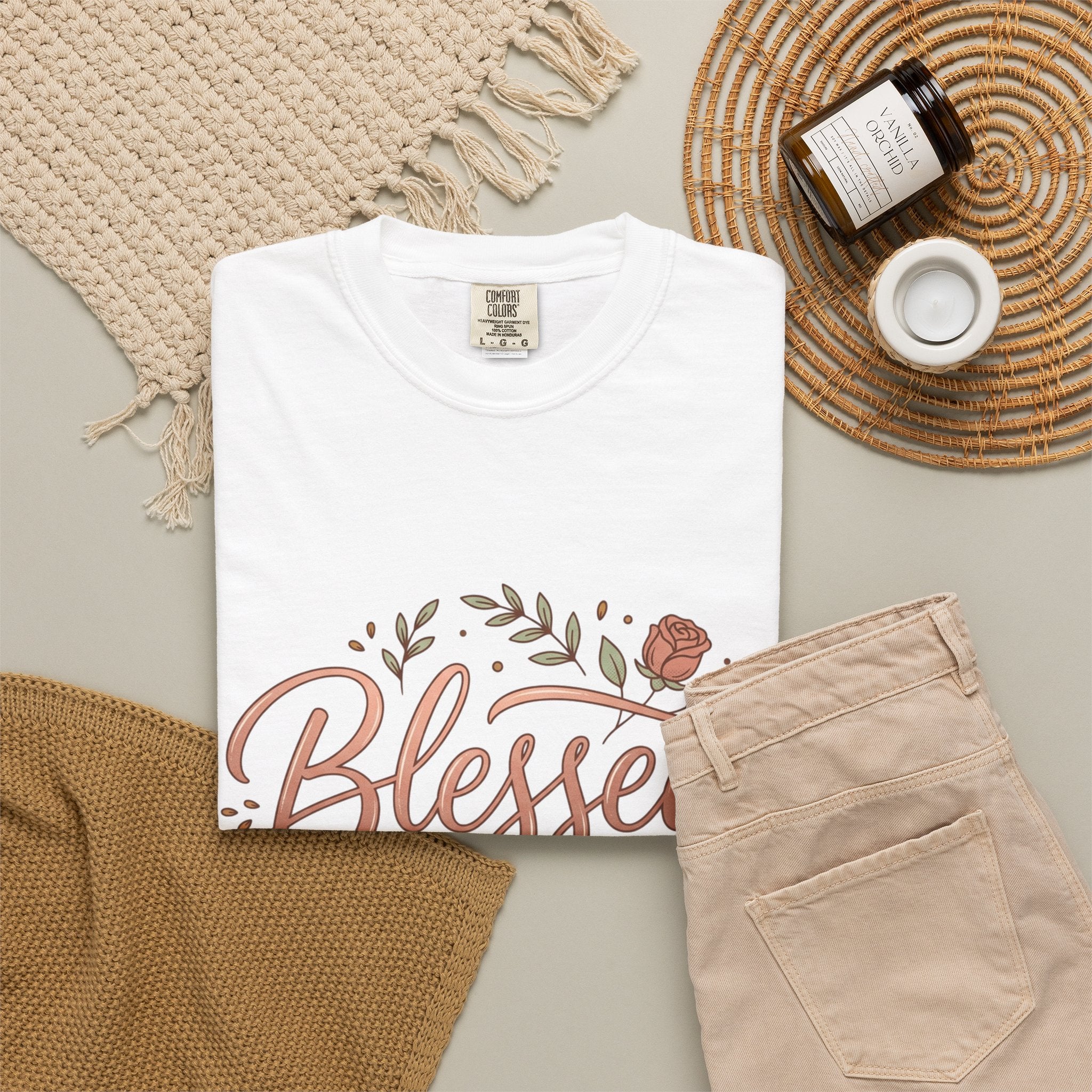 Blessed Sunflower T-Shirt — "Blessed, Grateful Heart" Floral Faith Tee