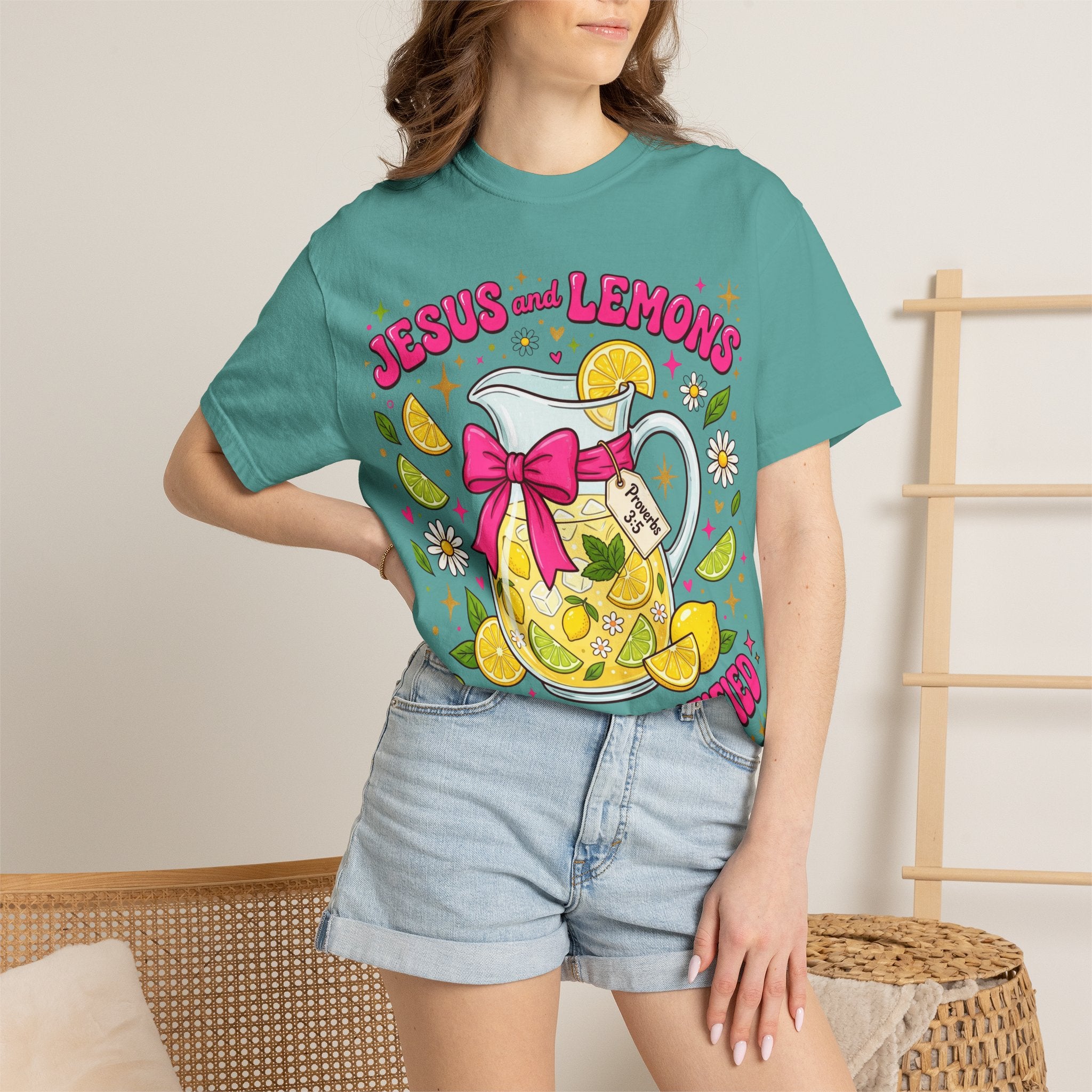 Jesus and Lemons T-Shirt — "Sour, Sanctified" Christian Lemonade Graphic Tee
