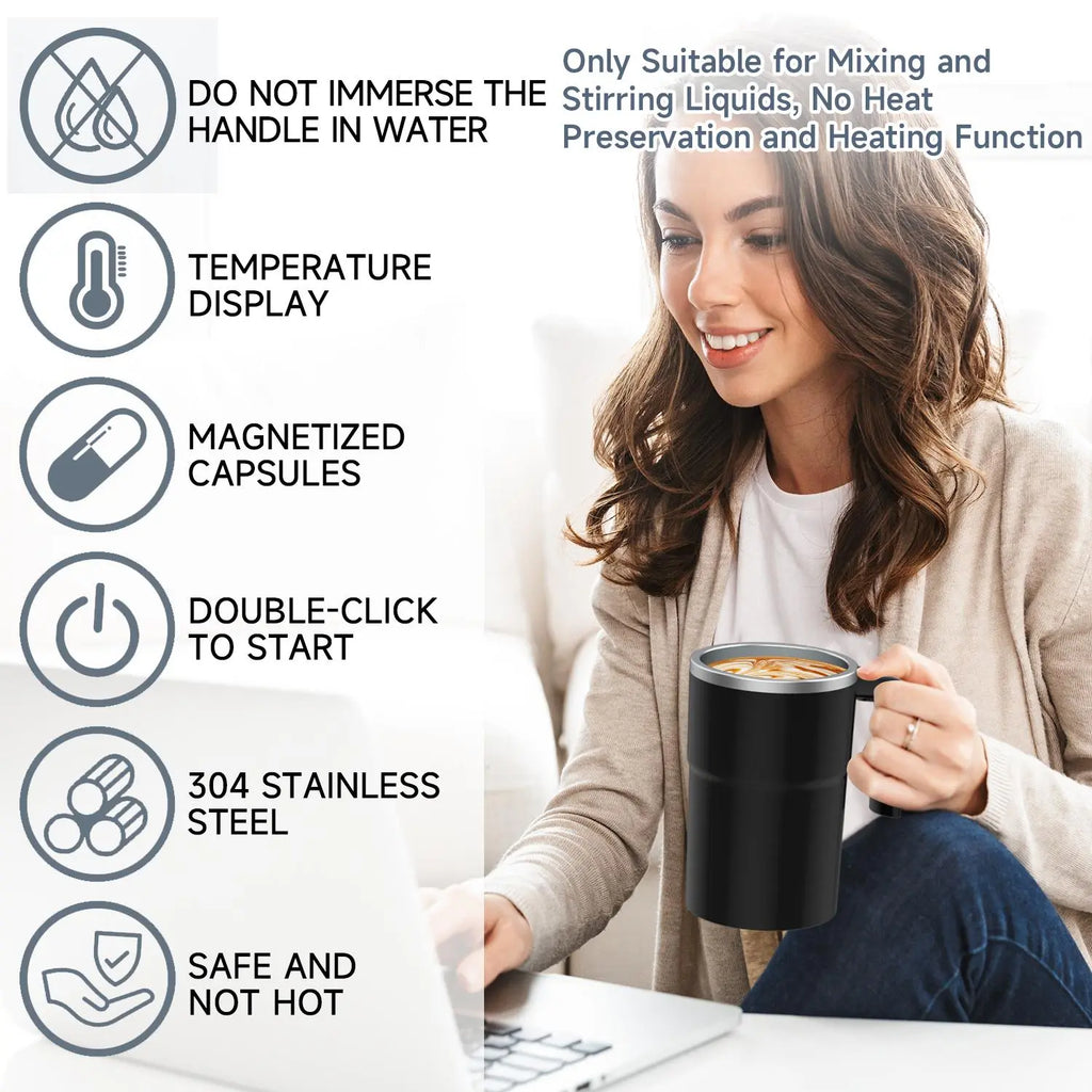 Revolutionary Intelligent Coffee Cup with Lid - Automatic Stirring & Temperature Display, Perfect for Coffee, Tea, and Hot Chocolate Lovers!