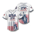 Celebrate Freedom in Style: USA 250th Anniversary Baseball Jersey with Statue of Liberty Print - Perfect for Independence Day and Beyond!