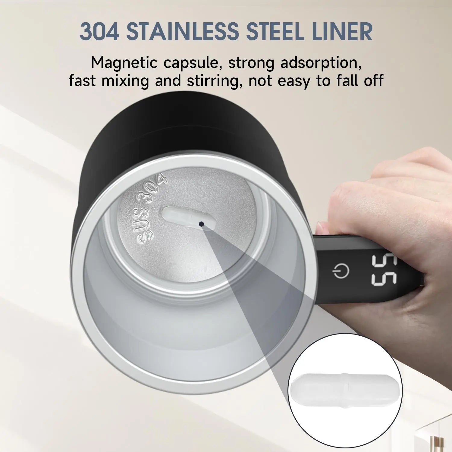Revolutionary Intelligent Coffee Cup with Lid - Automatic Stirring & Temperature Display, Perfect for Coffee, Tea, and Hot Chocolate Lovers!
